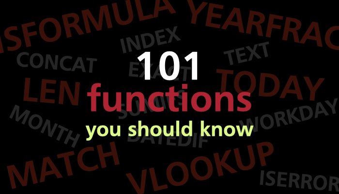 101 Excel Functions you should know