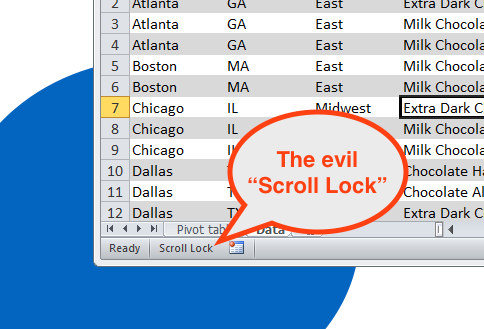 How to turn off Scroll Lock in Excel