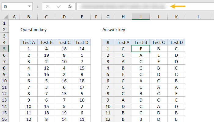 Formula challenge - build answer key for tests