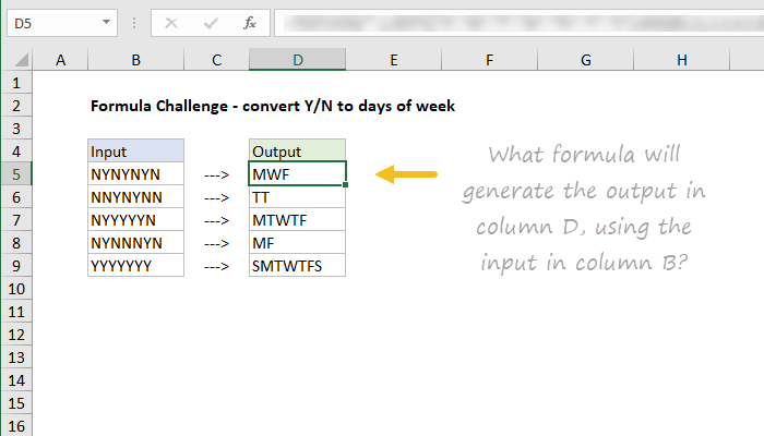 Formula challenge - convert Y/N to days of week