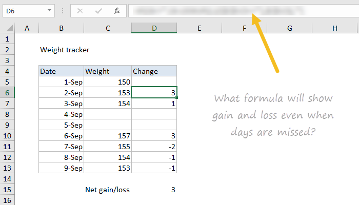 Formula challenge - difference from last entry