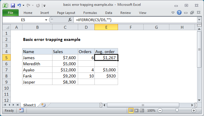 Basic error trapping example