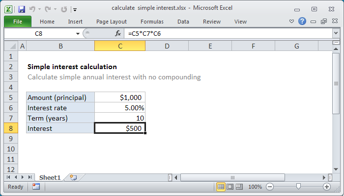 Calculate simple interest