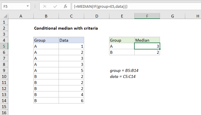 Excel Conditional median with criteria