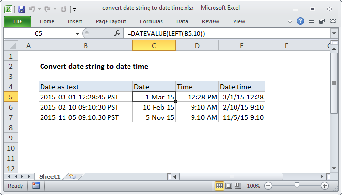 Excel Convert date string to date time