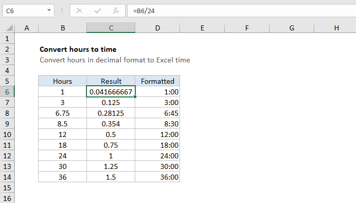Excel Convert decimal hours to Excel time