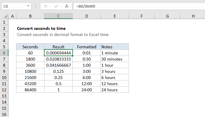 Excel Convert decimal seconds to Excel time