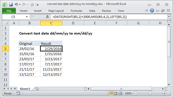Excel Convert text date dd/mm/yy to mm/dd/yy