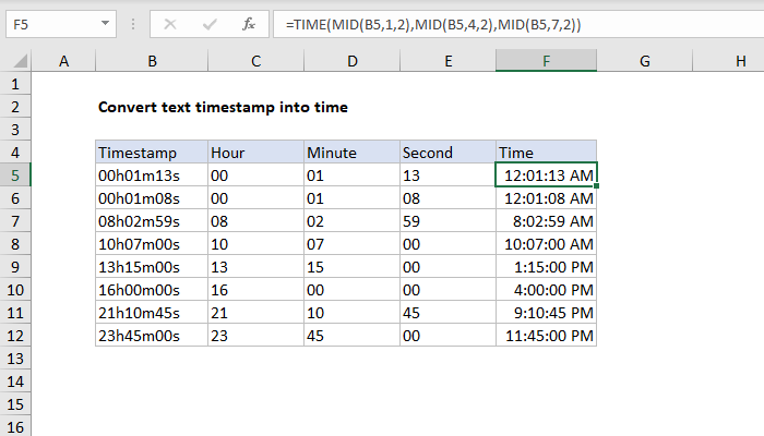 Excel Convert text timestamp into time