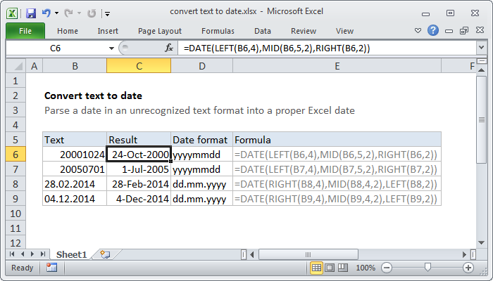 Excel Convert text to date