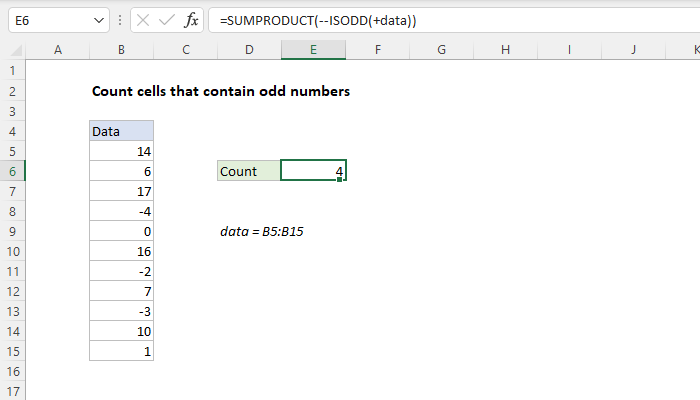 Excel Count cells that contain odd numbers