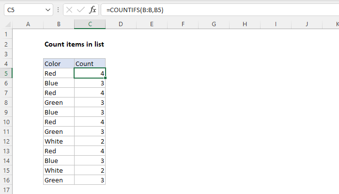 Count items in list
