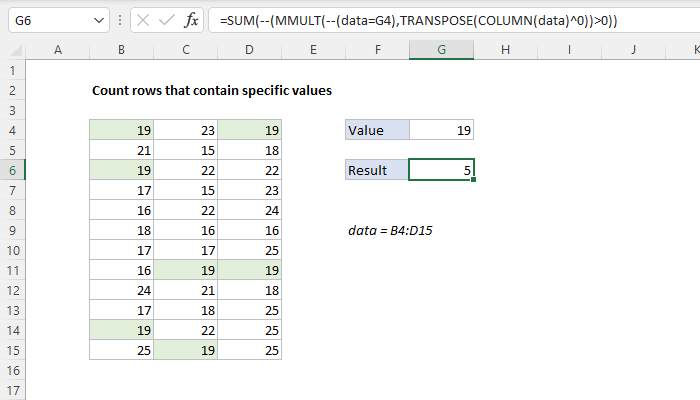 Excel Count rows that contain specific values