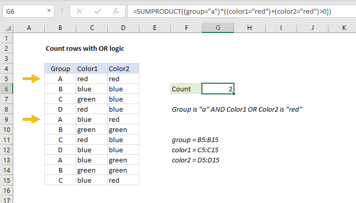 Count rows with OR logic