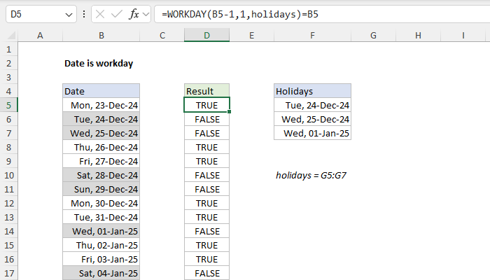Excel Date is workday