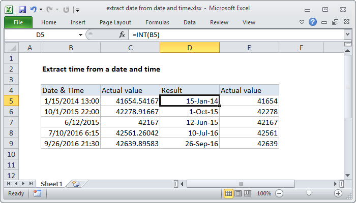Excel Extract date from a date and time