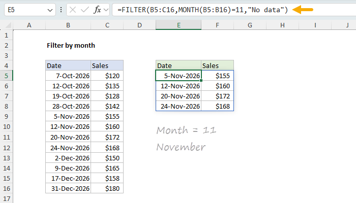 Excel Filter by date