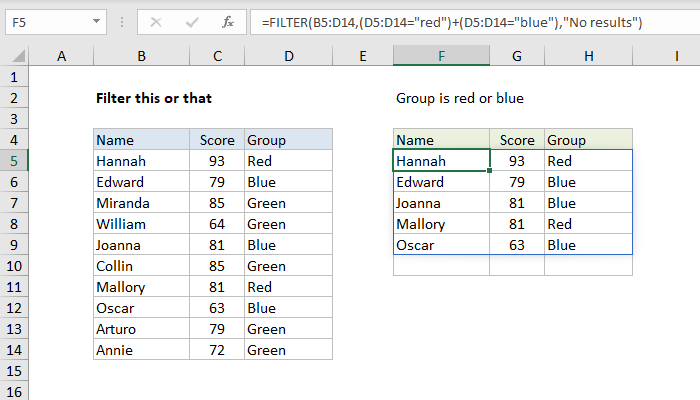 Excel Filter this or that