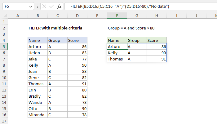 Filter with multiple criteria
