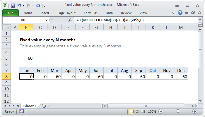 Excel Fixed value every N columns