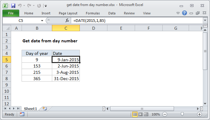 Excel Get date from day number