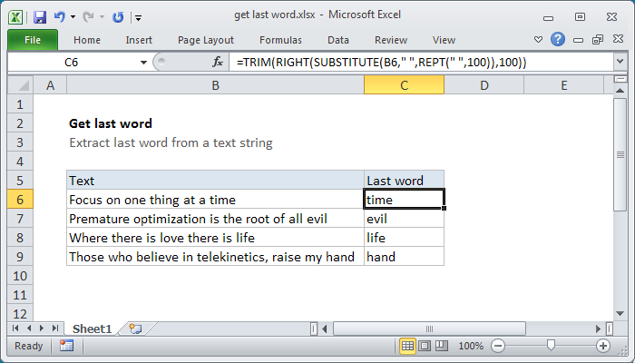 Excel Get last word