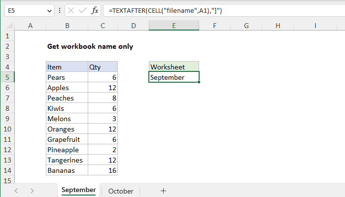 Excel Get sheet name only