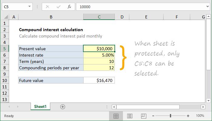 Excel Highlight unprotected cells