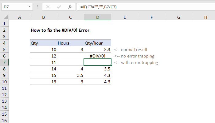 Excel How to fix the #DIV/0! error