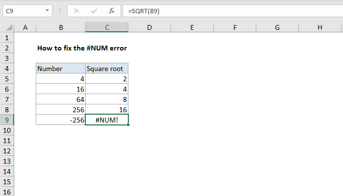 Excel How to fix the #NUM! error
