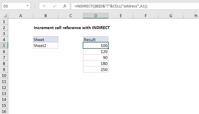 Excel Increment cell reference with INDIRECT