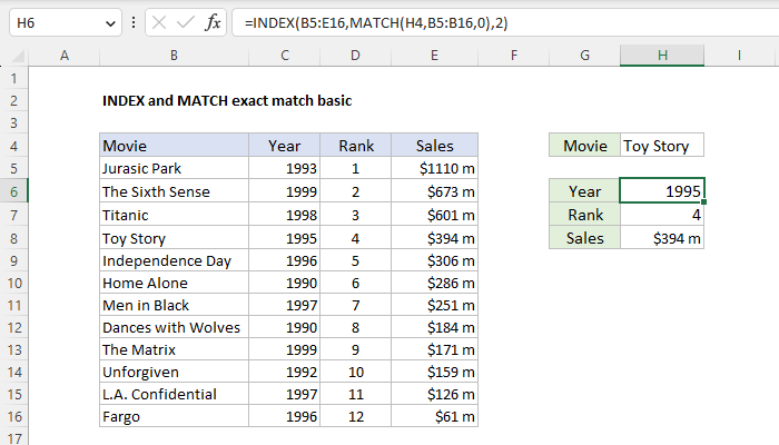 Excel INDEX and MATCH exact match