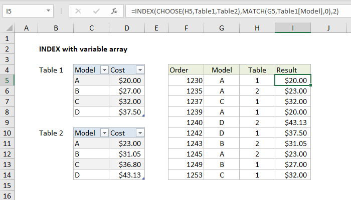 Excel INDEX with variable array