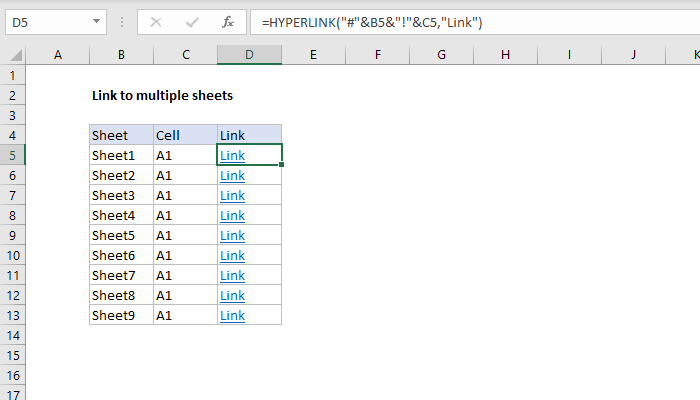 Excel Link to multiple sheets