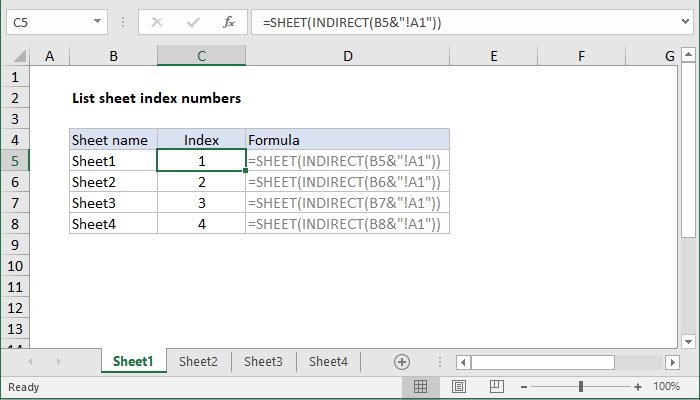 Excel List sheet index numbers