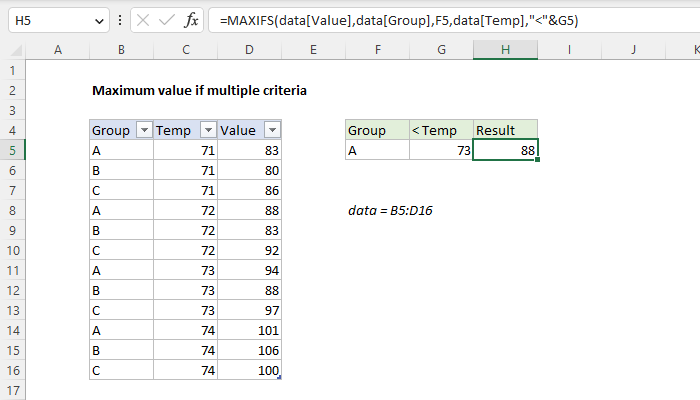 Excel Maximum if multiple criteria