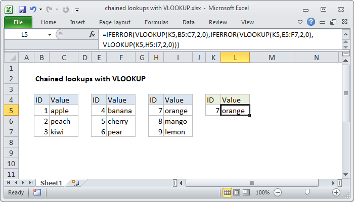 Excel Multiple chained VLOOKUPs