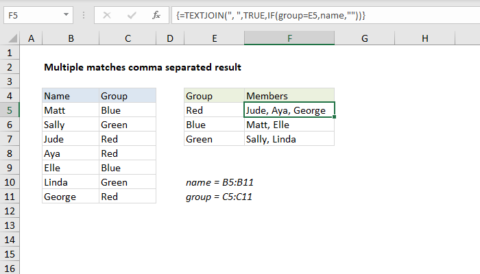 Excel Multiple matches in comma separated list