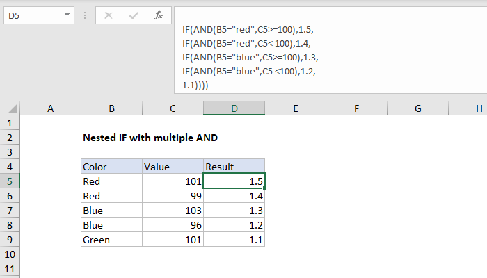 Excel Nested IF with multiple AND