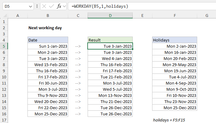 Excel Next working day