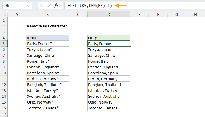 Excel Remove characters from right