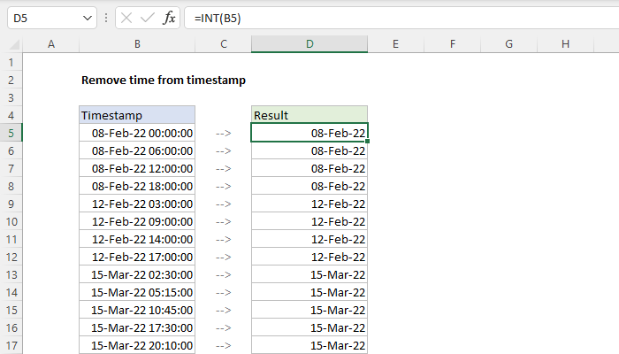 Excel Remove time from timestamp