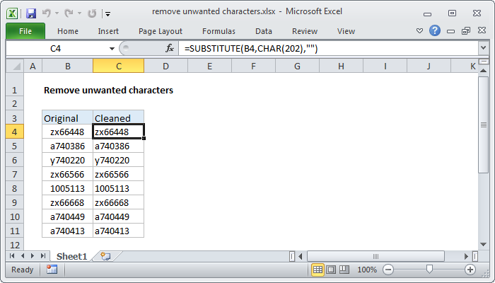 Excel Remove unwanted characters