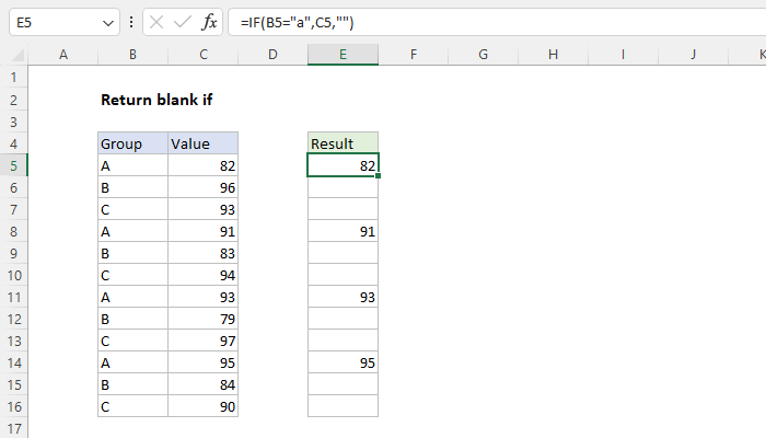 Excel Return blank if