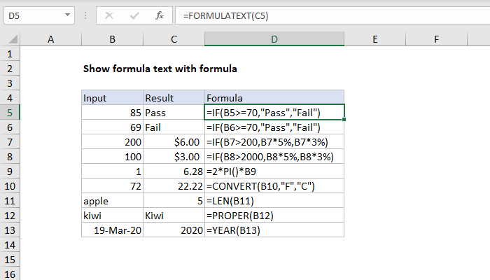 Excel Show formula text with formula