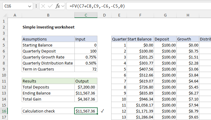 Excel Simple investing worksheet