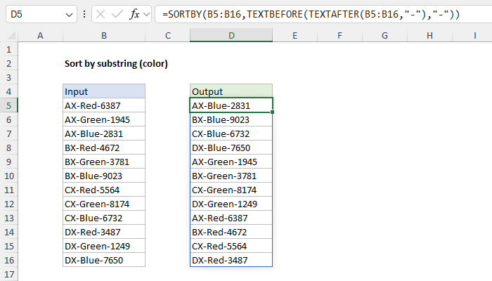 Excel Sort by substring