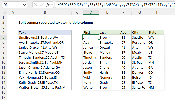 Excel Split comma-separated values to multiple columns