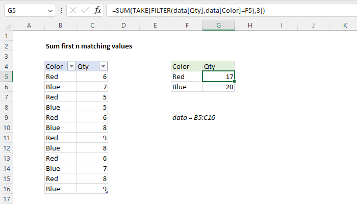 Excel Sum first n matching values