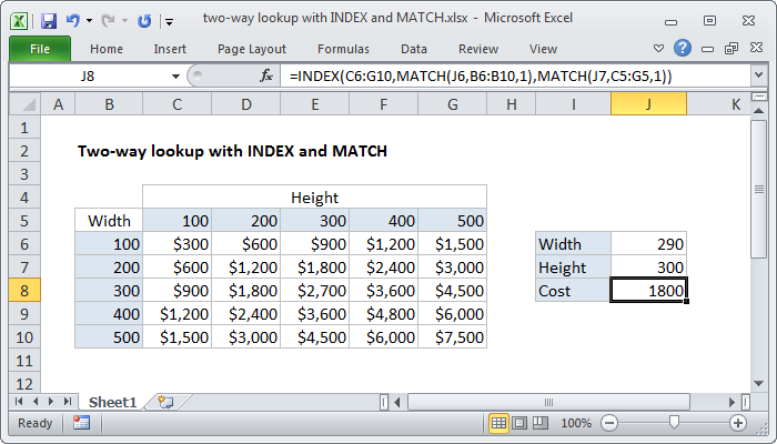Excel Two-way lookup with INDEX and MATCH